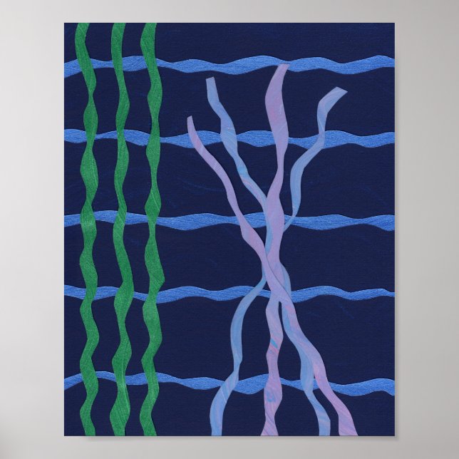 Affiche Algues et corail dans l'océan Abstrait (Devant)