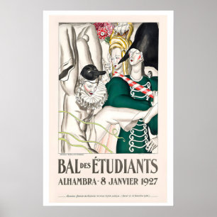 Affiche Alhambra de Grenade Espagne Bal Étudiant Art Vinta