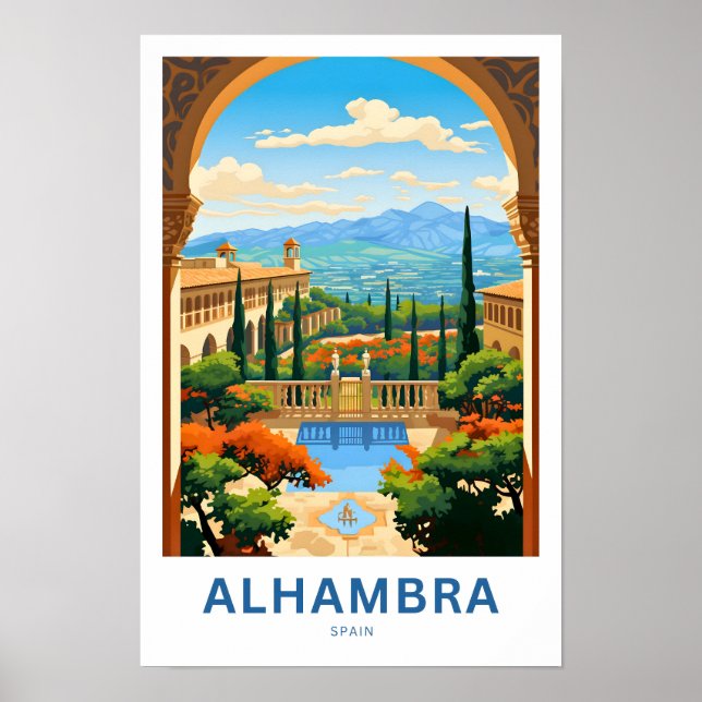 Affiche Alhambra Espagne Imprimer Voyage (Devant)