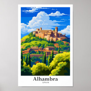 Affiche Alhambra Espagne Vintage voyage d'art