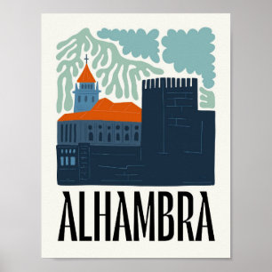 Affiche Alhambra Granada Espagne Voyage abstrait art flora