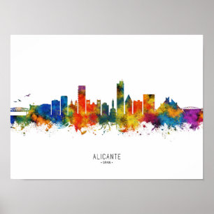 Affiche Alicante Espagne Skyline