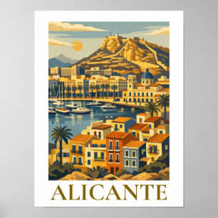 Affiche Alicante Espagne Voyage Souvenir Minimaliste Côté