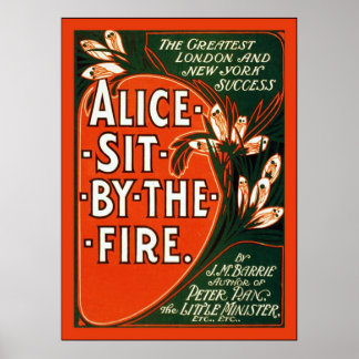 Affiche Alice Assis près du feu ~ Théâtre Vintage Advert