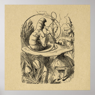 Affiche Alice au pays des merveilles Alice avec la chenill