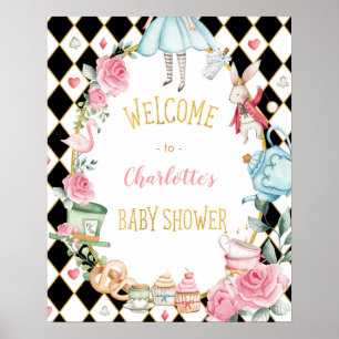 Affiche Alice au pays des merveilles Baby shower de Tea Pa