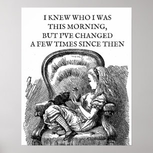 Affiche Alice au Pays des merveilles chaton noir vintage a