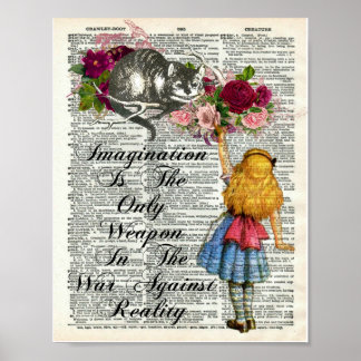 Affiche Alice au pays des merveilles Cheshire Cat Dictionn