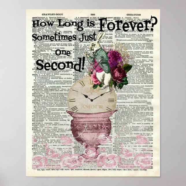 Affiche Alice au pays des merveilles Dictionnaire lapin bl (Devant)