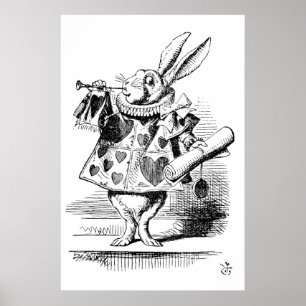 Affiche Alice au pays des merveilles - Le héraut (lapin bl