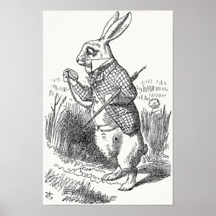 Affiche Alice au pays des merveilles, le lapin blanc regar