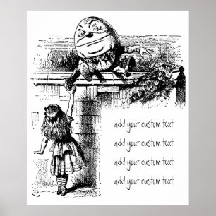 Affiche Alice au Pays des Merveilles vintage, Humpty Dumpt