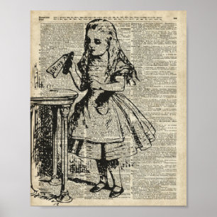 Affiche Alice dans le pochoir vintage du pays des