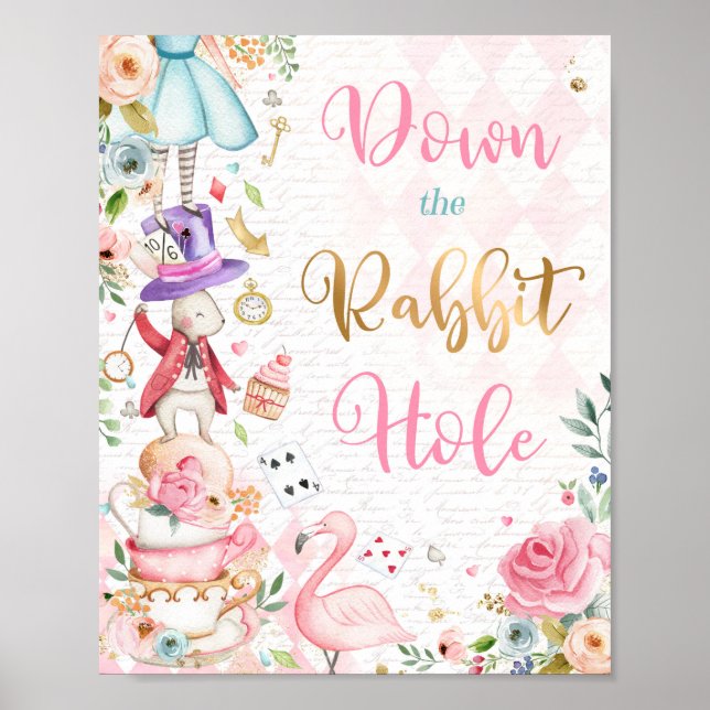 Affiche Alice Dans L'Onederland Wonderland Fête Anniversai (Devant)