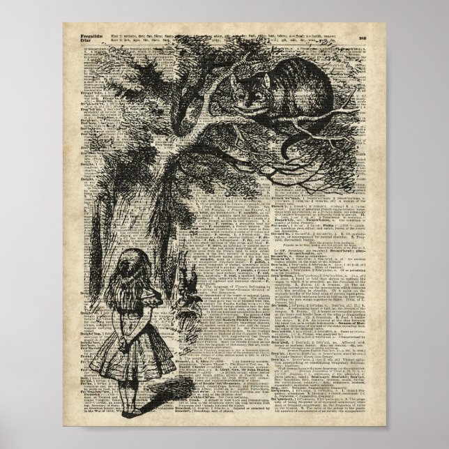 Affiche Alice et Cheshire Stencil Art sur la page des livr (Devant)