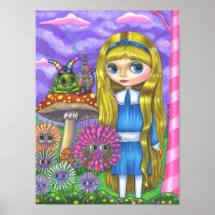Affiche Alice et le Caterpillar Cute Doll Mushroom