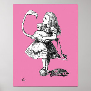 Affiche Alice et le Flamant rose ( bkgrd rose )