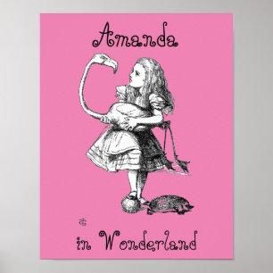 Affiche Alice et le Flamant rose ( bkgrd rose )