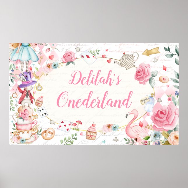 Affiche Alice in Onederland 1st Birthday Tea Party  Banner (Devant)