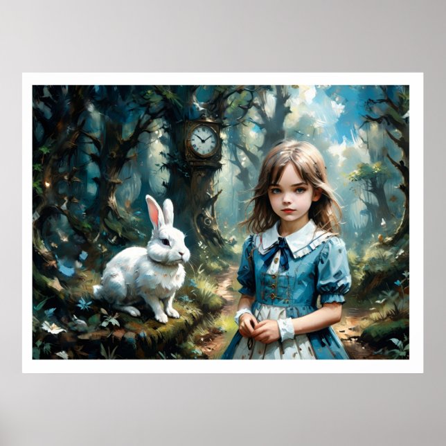Affiche Alice in the Wonderland and the White Rabbit (Devant)