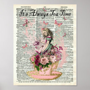 Affiche Alice in Wonderland Dictionary Page, "Tea Time"