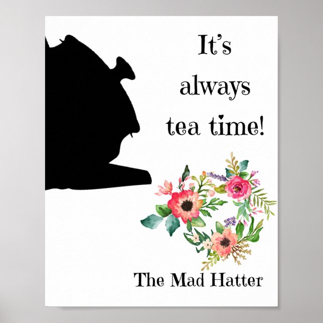 Affiche Alice in Wonderland Wall Art, Citation de thé (Devant)