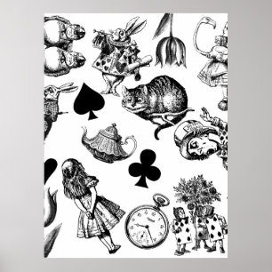 Affiche Alice Lapin Blanc Wonderland Classique