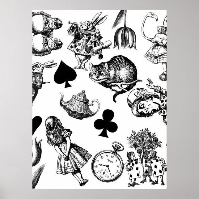Affiche Alice Lapin Blanc Wonderland Classique (Devant)