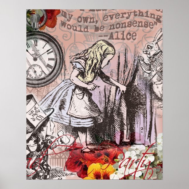 Affiche Alice rideau absurdité merveilleux classique (Devant)