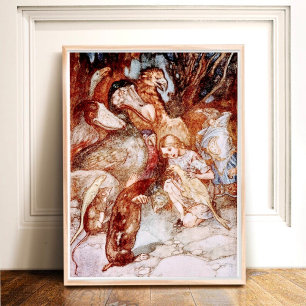 Affiche Alice vintage au pays des merveilles Amis animaux