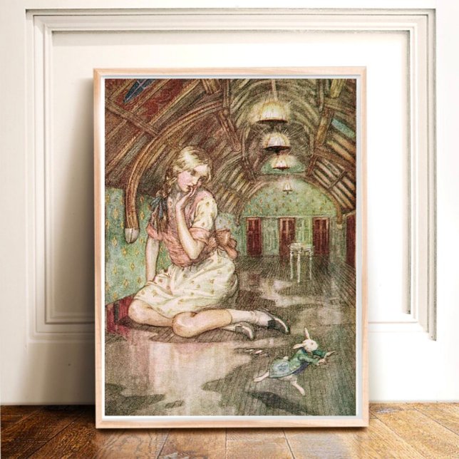 Affiche Alice vintage au pays des merveilles Le lapin blan (Créateur téléchargé)