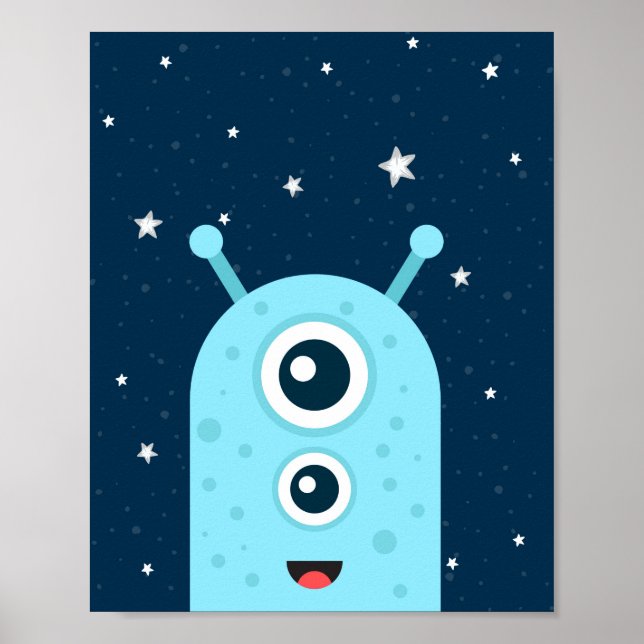 Affiche Alien Boy Nursery Imprimer Étoiles Galaxy Espace e (Devant)