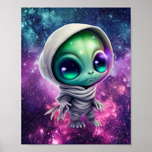 Affiche Alien Chibi en Sweat - shirt à capuche (Devant)