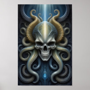 Affiche Alien Crâne Octopus - 001 - Art Imaginaire