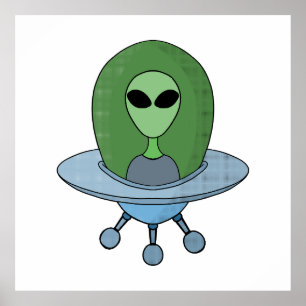 Affiche Alien dans son petit vaisseau spatial
