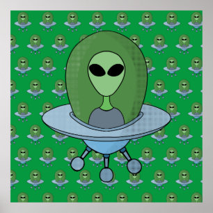 Affiche Alien dans son petit vaisseau spatial