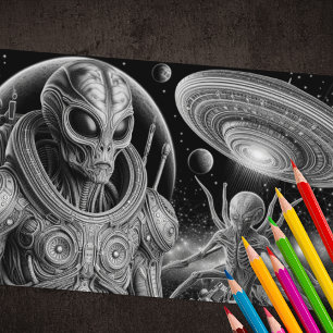 Affiche Alien de coloration adulte 3D