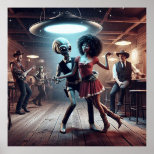 Affiche Alien de l'espace, Cowgirl, Cowboys à regarder ~