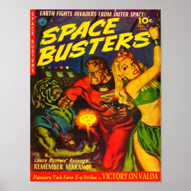 Affiche Alien et Spaceman se battant contre une belle femm (Devant)