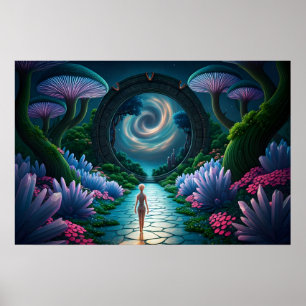 Affiche Alien Figure marche vers une planète éloignée de S