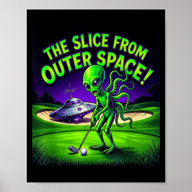 Affiche Alien golfeur drôle la tranche de l'espace (Devant)