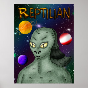 Affiche Alien reptilien avec l'espace extra-atmosphérique
