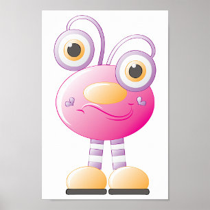 Affiche Alien Rose mignon Avec Grands Yeux