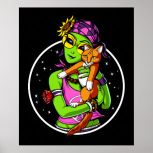 Affiche Alien spatial Chat Cute Kitten