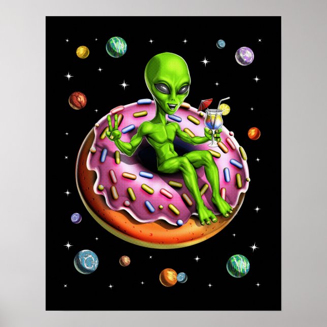 Affiche Alien spatial équitation Donut (Devant)