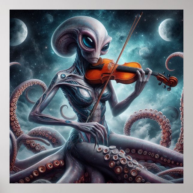 Affiche Alien spatial Femail Pipe Violon Player 03X (Devant)