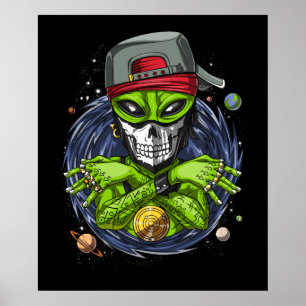 Affiche Alien spatial Gangstа UFO Rappeur d'extraterrestre