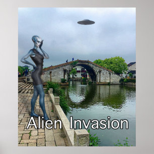 Affiche Alien sur téléphone portable pendant l'invasion al