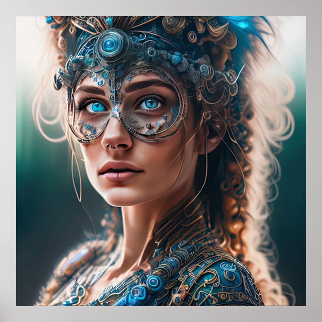 Affiche Alien turquoise Cyborg SCI-FI art (Devant)