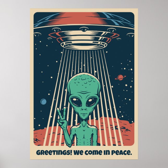 Affiche Alien UFO de texte personnalisé (Devant)